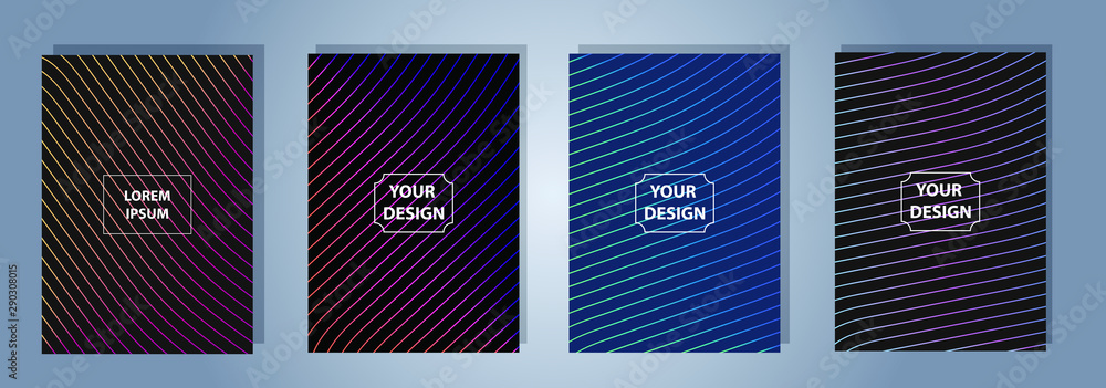 Set of covers design templates with vibrant gradient background. Modern trendy poster with geometric shapes