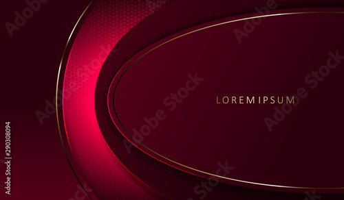 Abstract dark pink dark design with an oval frame with a gold border