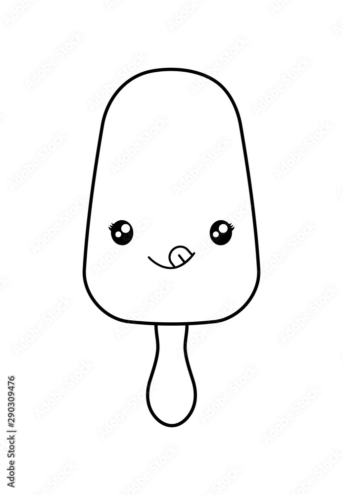 cute ice cream in stick kawaii character cute ice cream in stick kawaii character