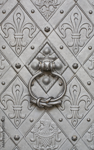 Details of an old antique iron door.