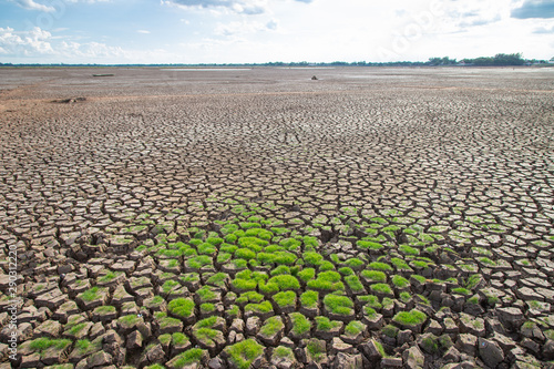 Drought of water sources. The impact of rain does not fall seasonally. Reservoir condition for drought consumption. 