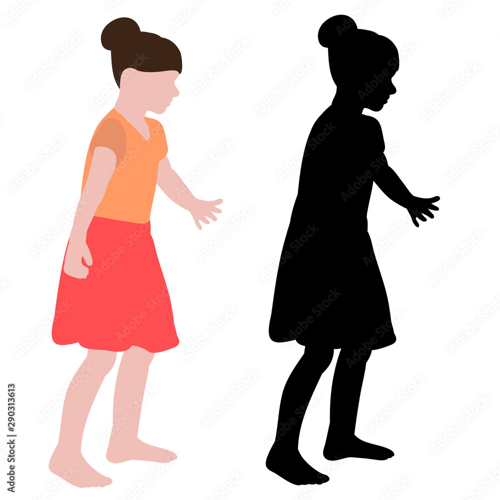 vector, isolated, little girl without a face, in a flat style