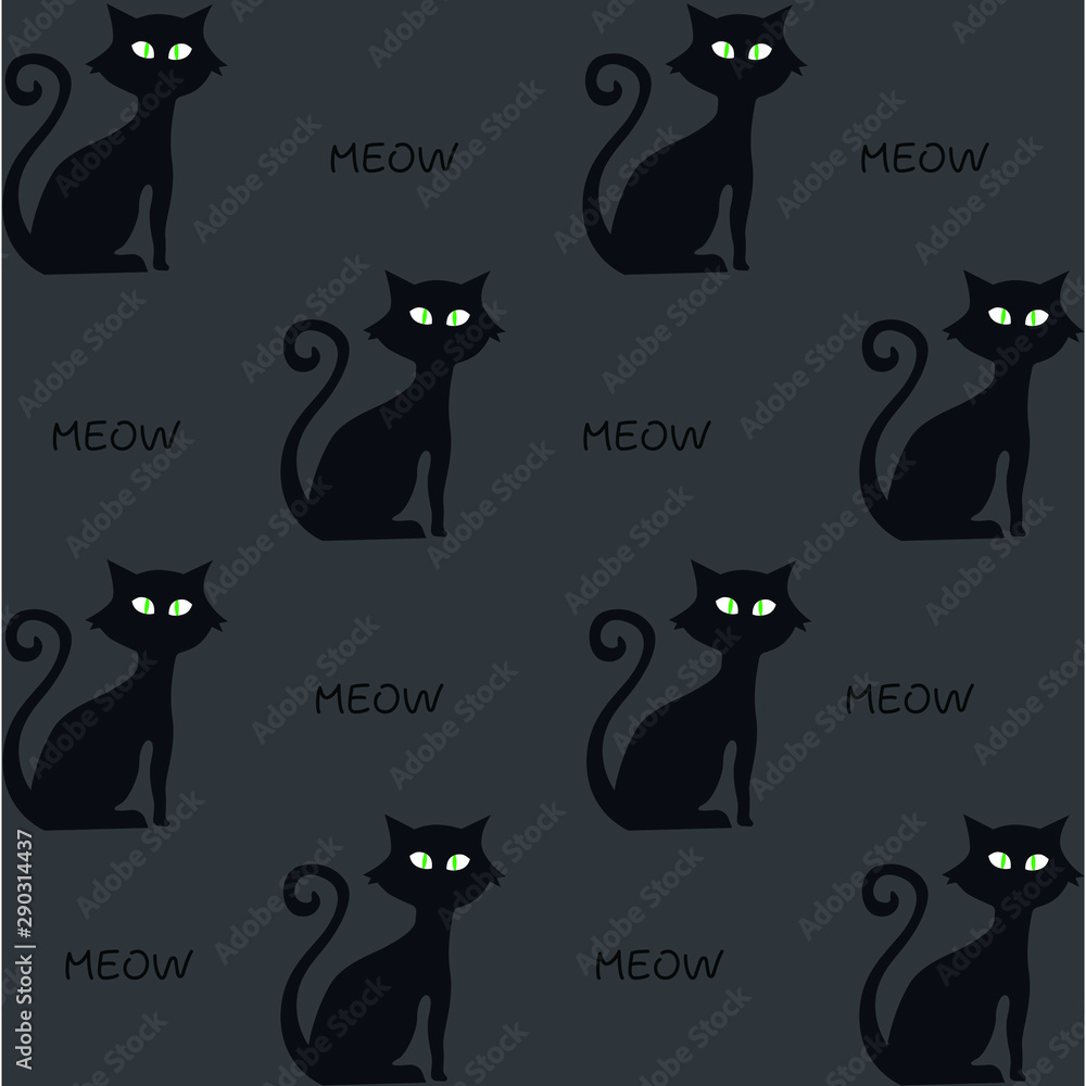 Cat silhouette, art, vector illustration