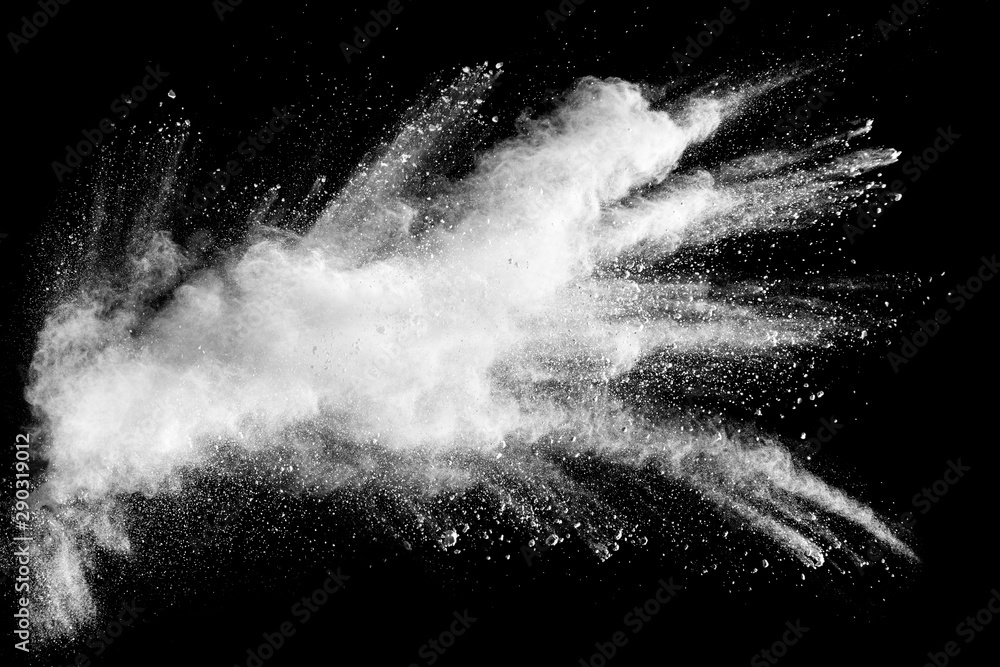 Foto White powder explosion clouds
