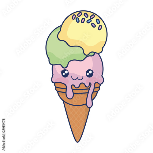 cute ice cream colorful kawaii character