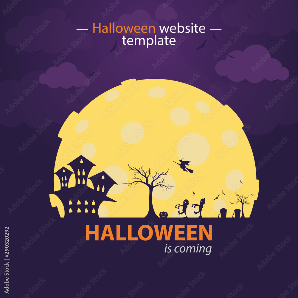 Purple halloween website template. Halloween is coming