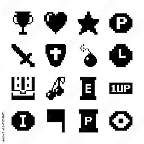 8 bit game solid icons