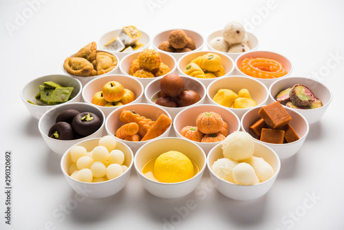 Wallpaper Mural Rangoli of Assorted Indian sweets/mithai in bowl for Diwali or any other festivals, selective focus Torontodigital.ca