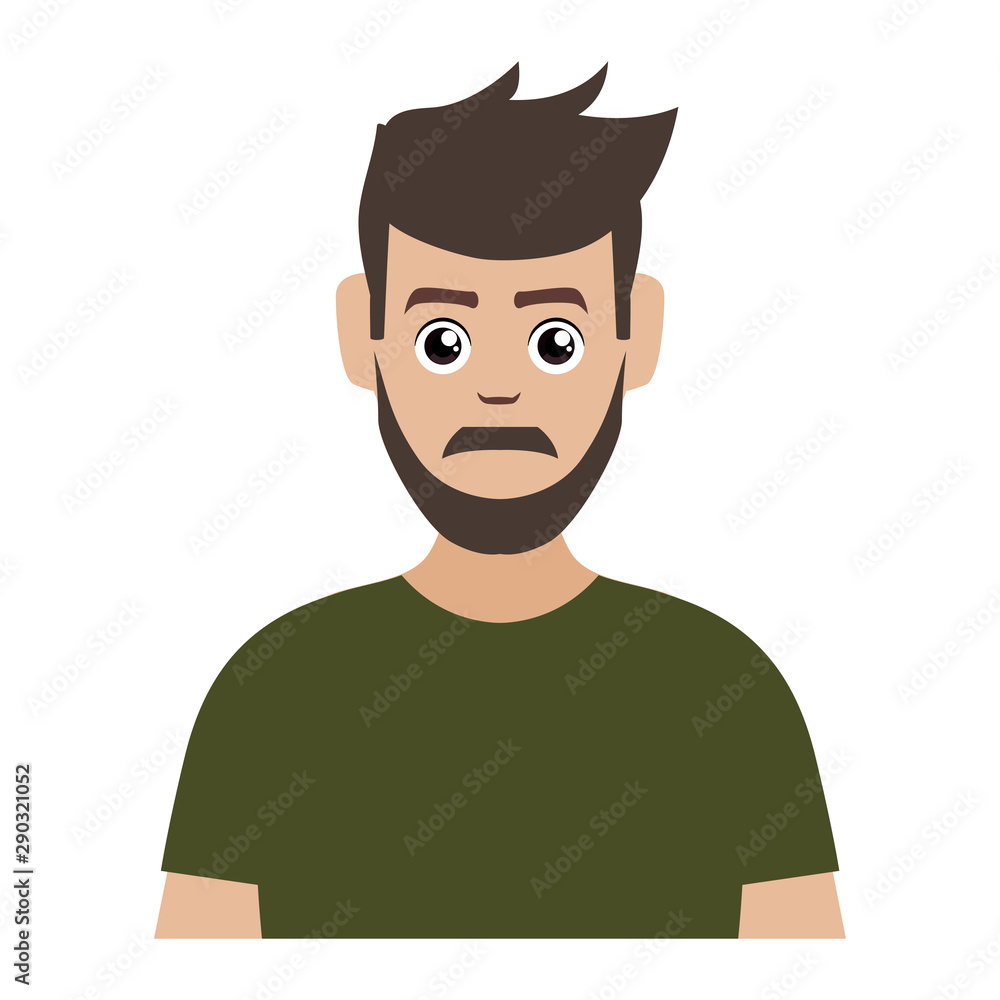 young man with beard avatar character vector illustration