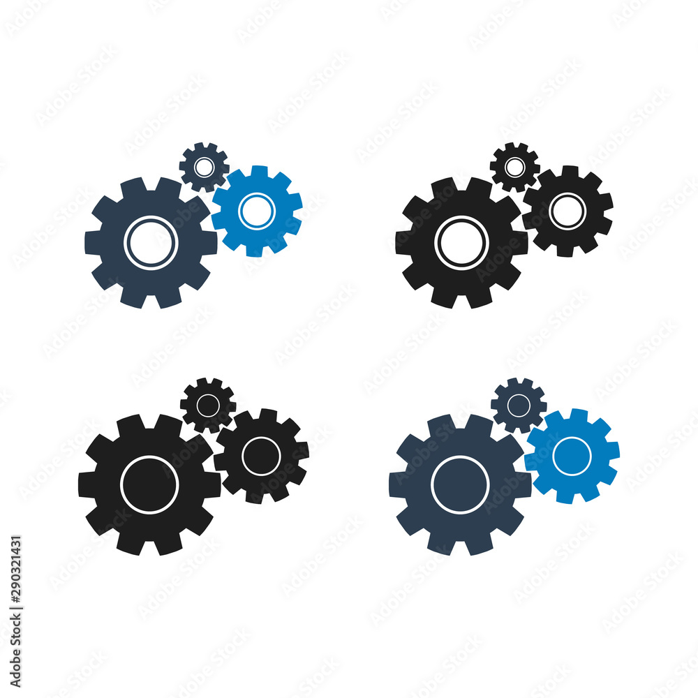 Settings, Gear Icon Set. Flat style vector EPS. Settings, Gear Icon Set. Flat style vector EPS.