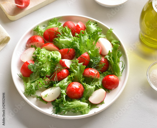 Radish salad with lettuce leaves