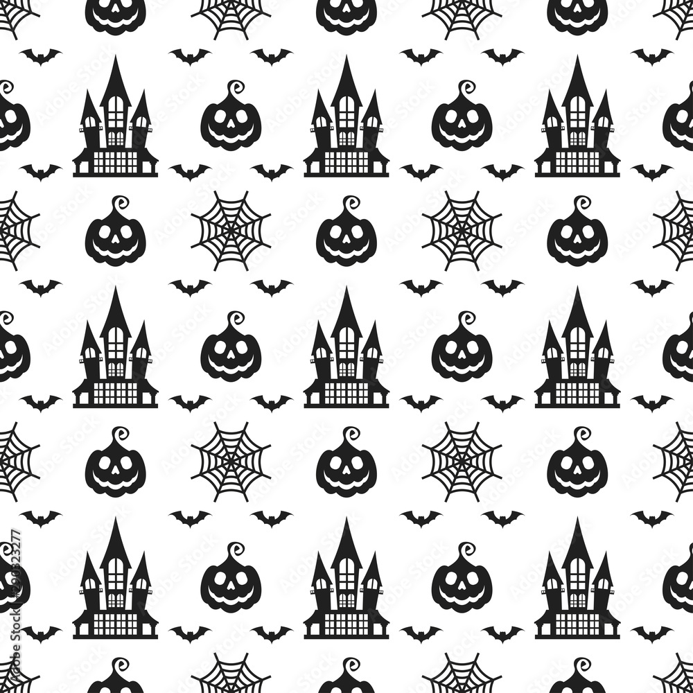 Fototapeta premium Halloween seamless pattern. Design elements for halloween party poster.