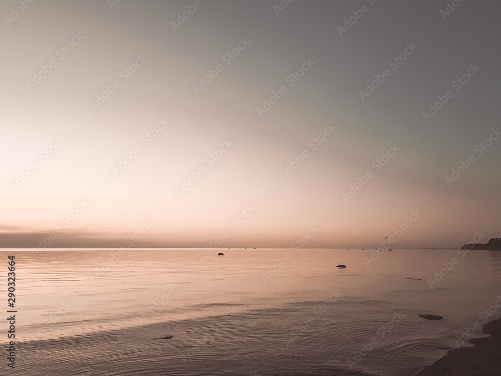 Fototapeta premium sunset evening sea in brown tones