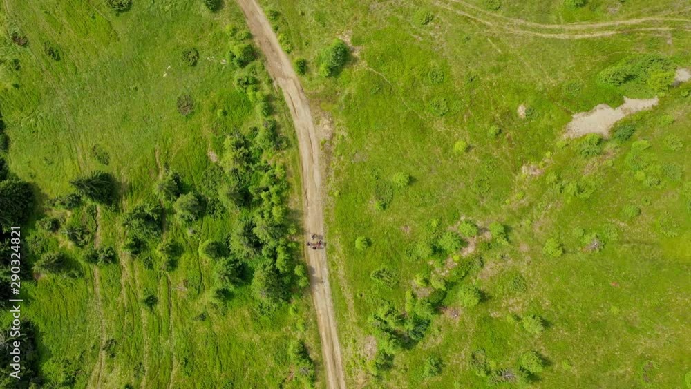 The flight above walking people in the mountain road. hyperlapse The flight above walking people in the mountain road. hyperlapse