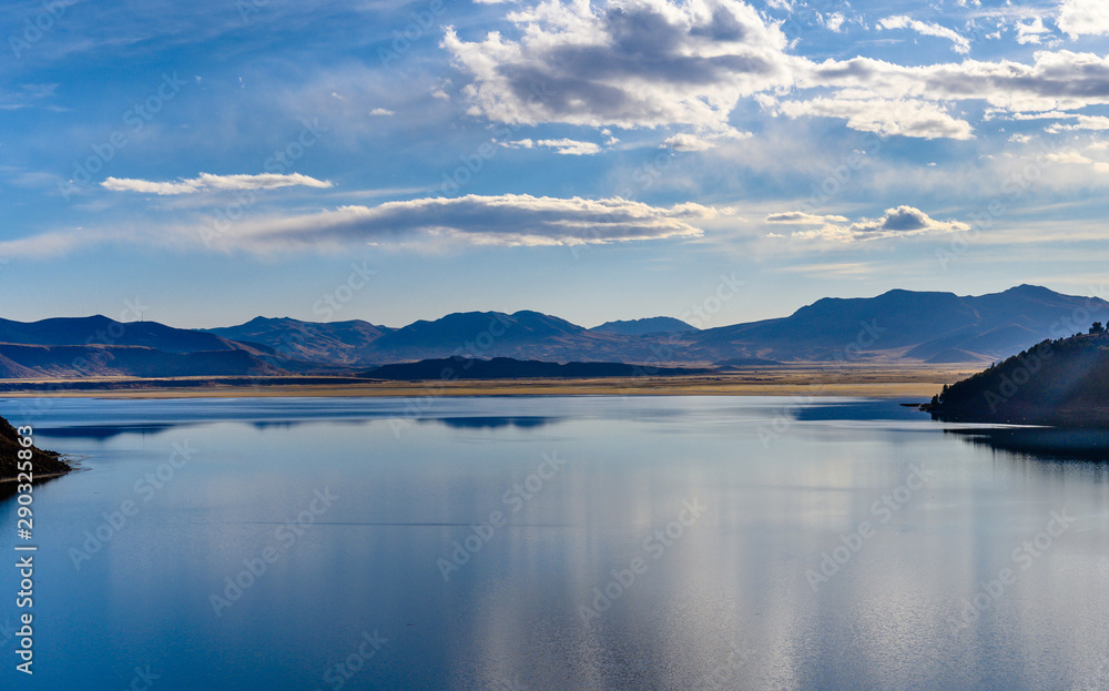 Landscape  of Lake Umayo near Puno in Peru