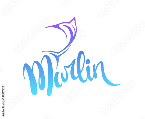 marlin fish logo vector icon line art outline