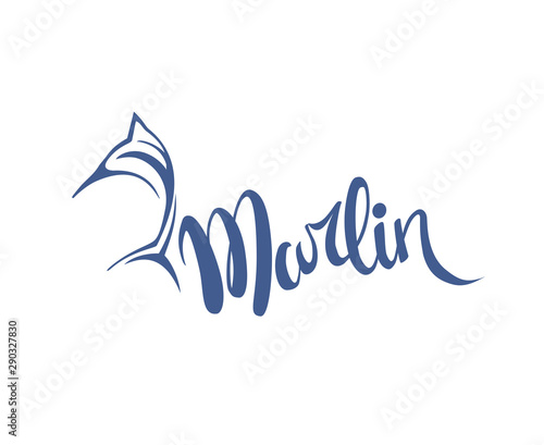 marlin fish logo vector icon line art outline