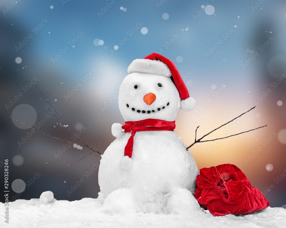 Fototapeta premium Cute little snowman isolated on white
