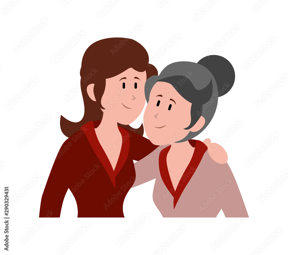 old woman with daughter characters vector illustration old woman with daughter characters vector illustration