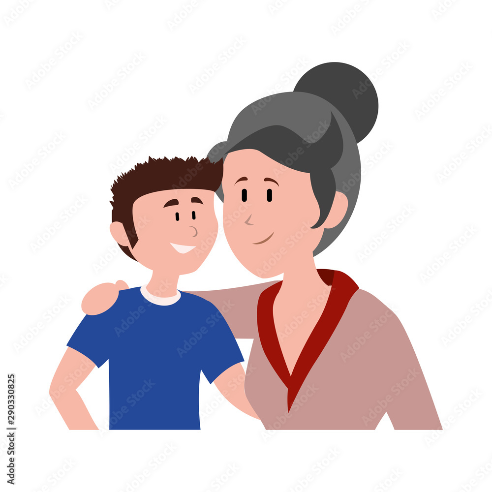 mother with her son smiling avatar character vector illustration mother with her son smiling avatar character vector illustration