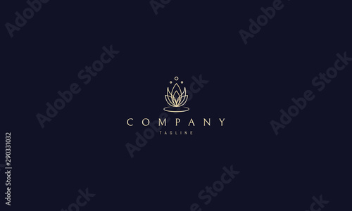 Vector golden logo on which an abstract image of a lotus flower.