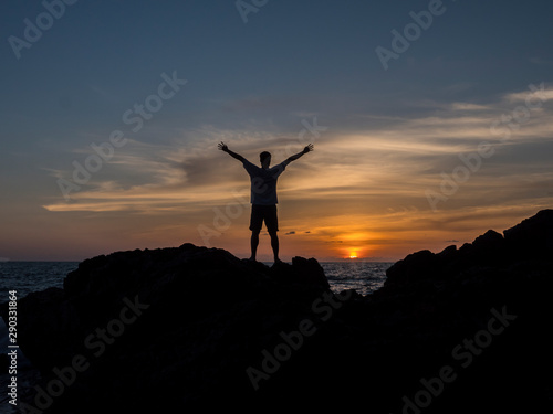 Sunset at beach named Sud-Kop-Fah in Pra-Thong Island, Phang-Nga thailand