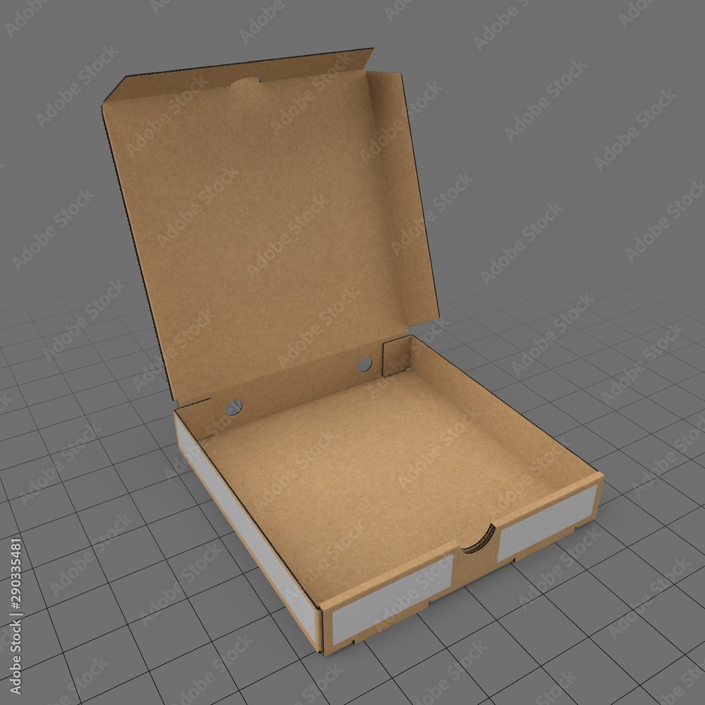 Open pizza box Stock 3D asset