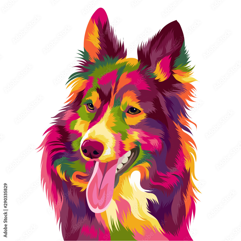 Cute and funny dog vector pop art full colours Cute and funny dog vector pop art full colours