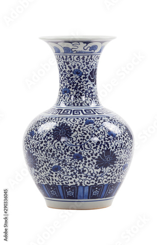Fotografi blue and white decorative porcelain vase
