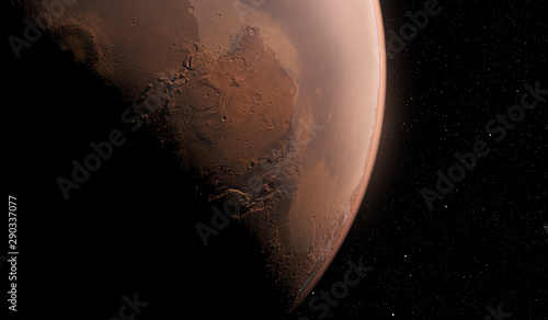 3d rendered illustration from planet mars from space photo