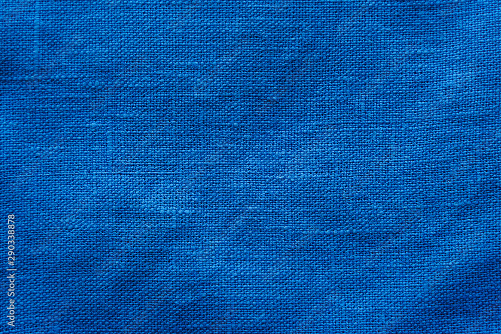 Blue linen cloth texture. Natural fabric material background - obrazy, fototapety, plakaty 