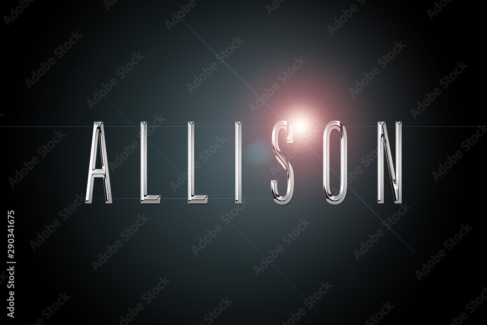 first name Allison in chrome on dark background with flashes  Stock-Illustration | Adobe Stock