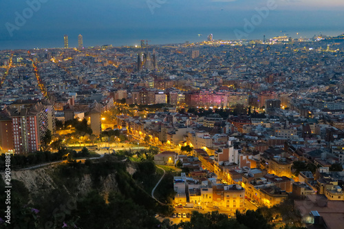 View of the Night City of Barcelona
