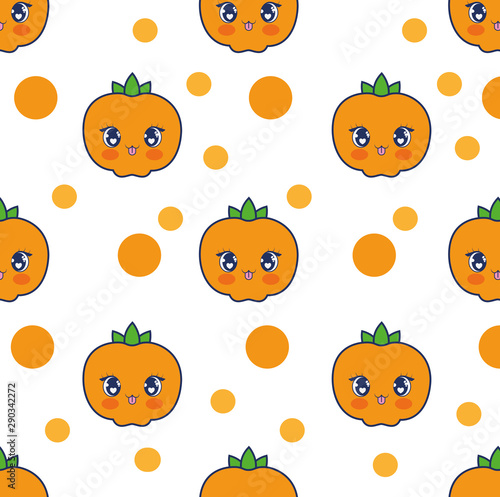 cute orange fruit kawaii pattern