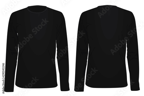 Long sleeve black t shirt. vector illustration