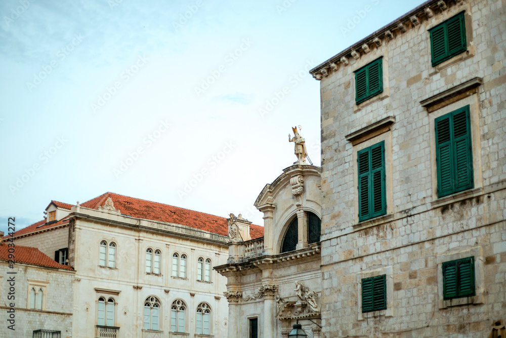 Fragment of historic building in the old town of Dubrovnik, Croatia