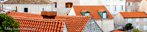 View of the red roofs of the old city. Travel to the European city of Dubrovnik