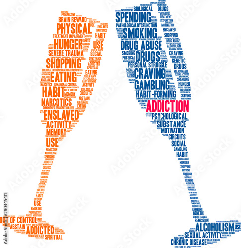 Addiction Word Cloud on a white background. 