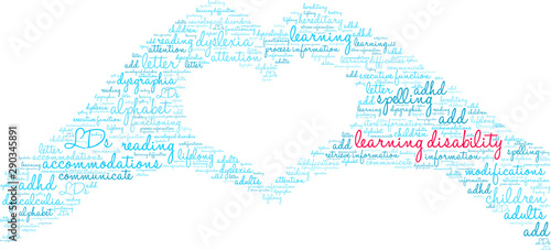 Learning Disability Word Cloud on a white background. 