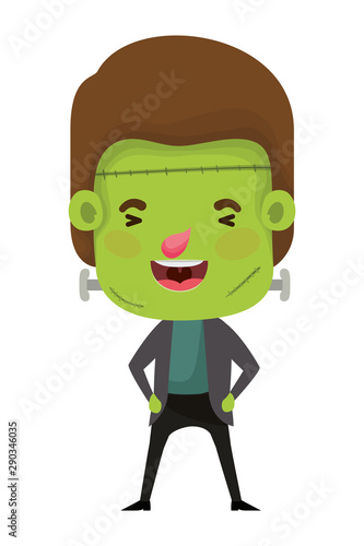 cute little boy with frankenstein costume photo