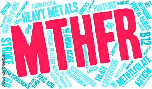 MTHFR Word Cloud on a white background. 
