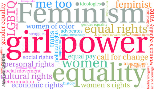 Girl Power Word Cloud on a white background. 