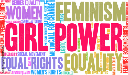 Girl Power Word Cloud on a white background. 
