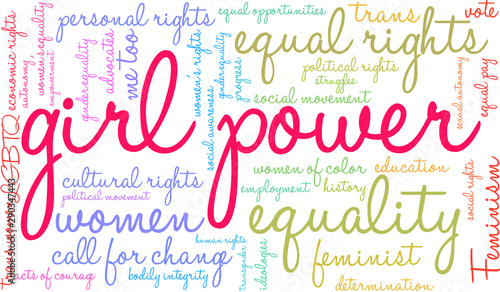 Girl Power Word Cloud on a white background. 
