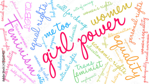 Girl Power Word Cloud on a white background. 