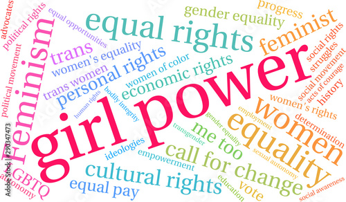 Girl Power Word Cloud on a white background. 