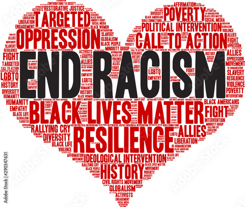 End Racism Word Cloud on a white background. 