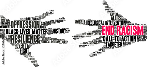 End Racism Word Cloud on a white background. 