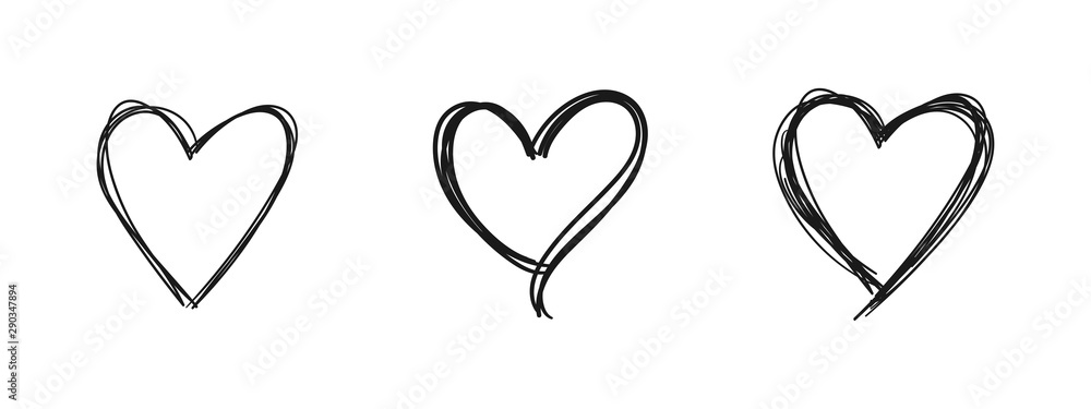 Heart doodle. Hand drawn love symbol. - obrazy, fototapety, plakaty 