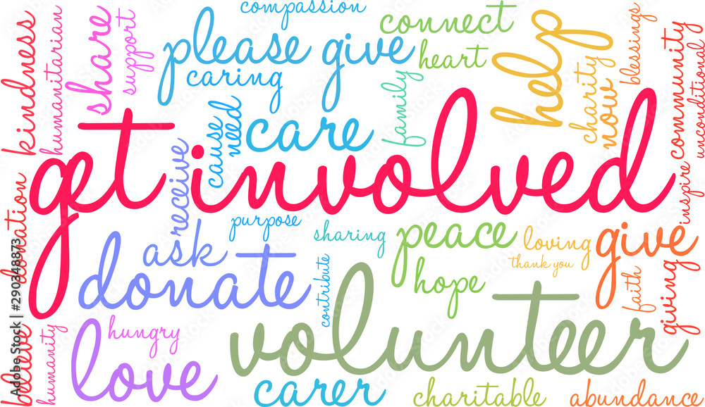 Get Involved Word Cloud on a white background. Get Involved Word Cloud on a white background.